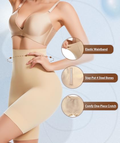 Sellto High Waisted Tummy Control Shapewear Shorts Nude - 1 Pack, Large