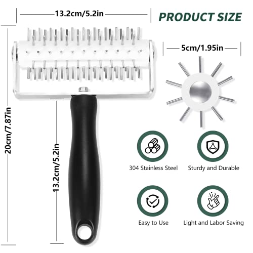 Ecavria Black Pizza Dough Docker — Premium Stainless Steel Spiked Roller