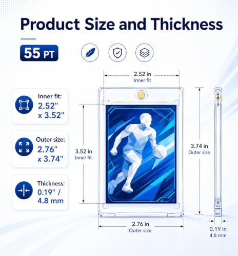 55pt Magnetic Card Holders - 50 Pack Clear Acrylic Cases for Trading Cards