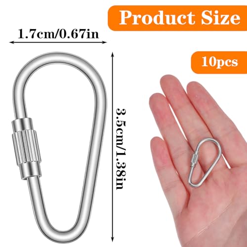 Small Locking Carabiners - 15 Pack Stainless Steel Key Hooks - Mini Locking Carabiner with Twist Lock - Variation 10