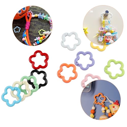 11Pcs Colorful Flower-Shaped Aluminum Alloy Carabiner Clips for DIY Crafts