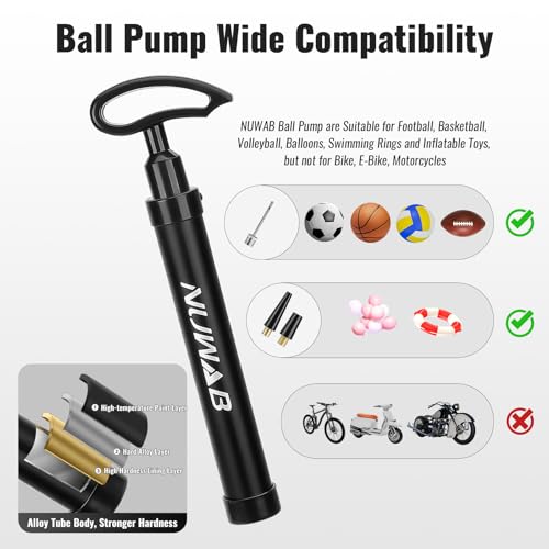 Portable Hand Ball Pump with Needles & Carry Bag - 10.6-Inch