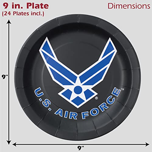Havercamp US Air Force Dinner Plates 24-Pack - 9 Inch Military Party Tableware