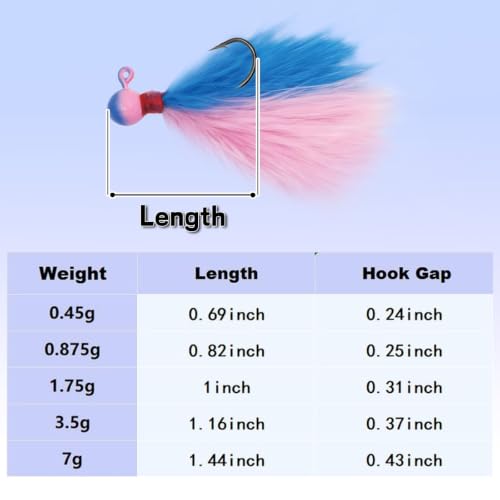 Crappie Jigs 5-Pack Hand-Tied Marabou Jigs - 1/64oz