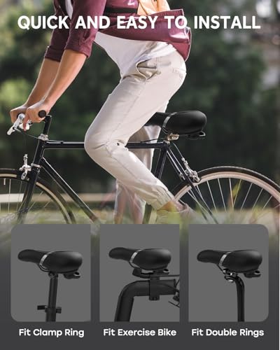 Comfort Bike Seat Cushion - Memory Foam Padded Saddle - Gray-L