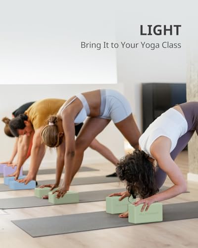 Yoga Blocks 2 Pack - Soft Non-Slip Foam, Mint Green