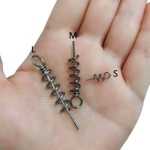 JOGFFDE 100pcs Soft Lure Bait Spring Twist Lock for Fishing Crank Hooks M