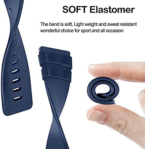 3 Pack Soft Silicone Adjustable Sport Bands for Fitbit Versa - Black, Blue, Grey, Small