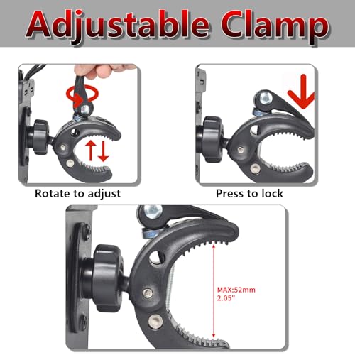 Universal Radio Clamp Mount for Handheld Two-Way Radios - Fits Handlebar Ranges 0.6'' to 1.77''
