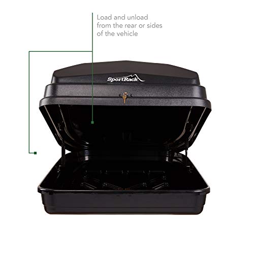 18 Cubic Foot Rear Opening Cargo Box - Durable Black Roof Storage