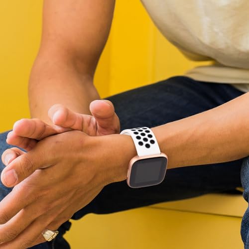 Breathable Silicone Sport Watch Band for Smartwatch - White/Black