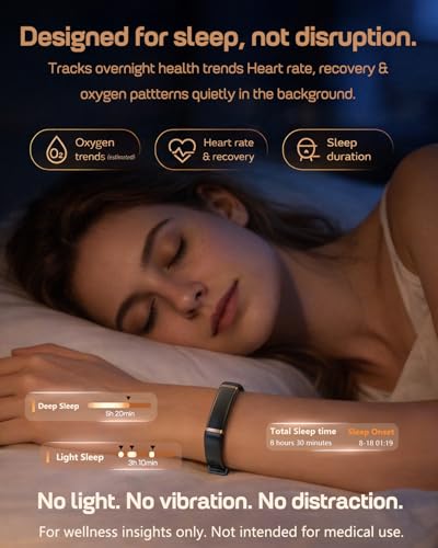 Screenless Fitness Tracker - 24/7 Heart Rate & Sleep Monitor - Black