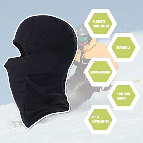 Windproof Balaclava Face Mask with UV Protection - Black, One Size