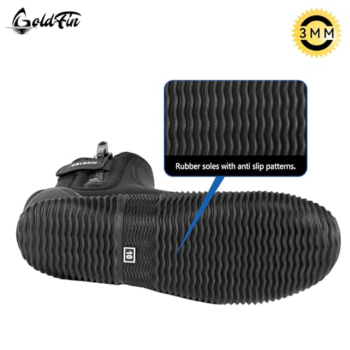 GoldFin Diving Boots 3mm/5mm Black US Man 10, US Lady 11