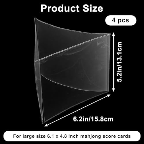 Clear Mahjong Card Sleeves - 4 Pack for Large Size Scorecards