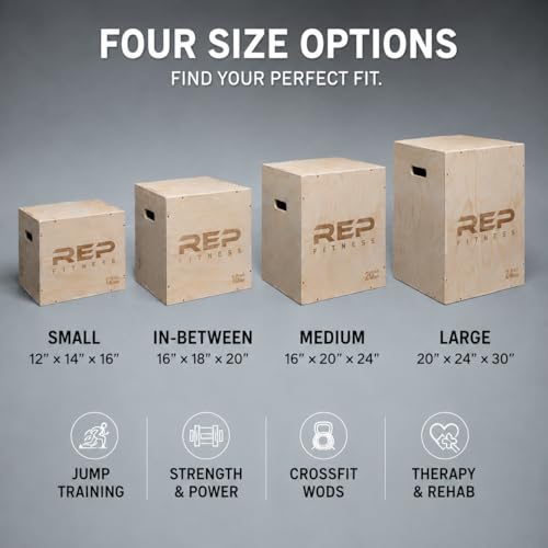 Plyometric Wood Jump Box - 30" x 24" x 20" - Adjustable Height
