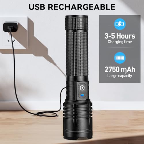 Flashlight Rechargeable LED High Lumens - 990,000 lm Super Bright