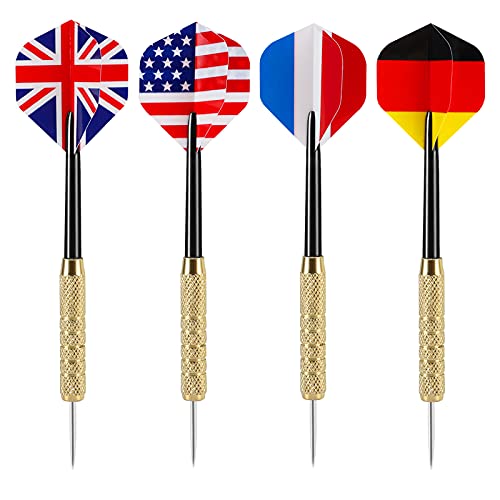 12-Piece Professional Steel Tip Darts Set - 18g Metal Darts with Extra Shafts & Flights