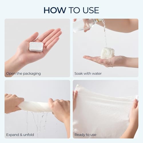 Compressed Disposable Face Towels - 10 Pack, 12" x 11", Quick-Drying