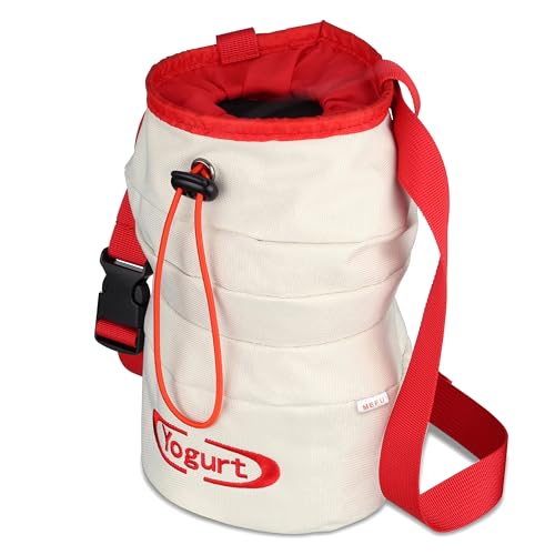 Yogurt Chalk Bag for Rock Climbing & Bouldering - Asian-Inspired Design, Quick-Clip Belt, Brush Holder