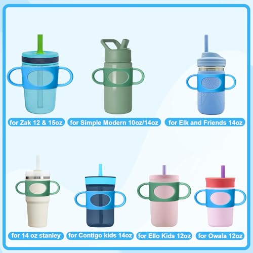 Silicone Cup Grip for Owala Toddler Cup - Green & Blue