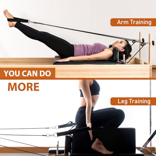 Double Loop Pilates Straps - Non-Slip Padded Grip, Black
