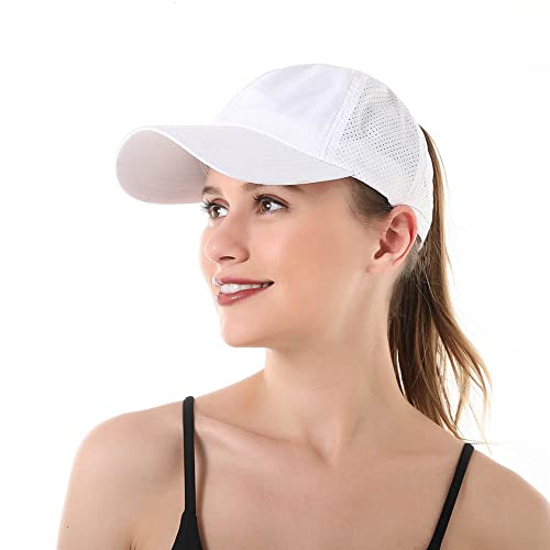 Criss Cross Ponytail Baseball Cap for Women - White One Size