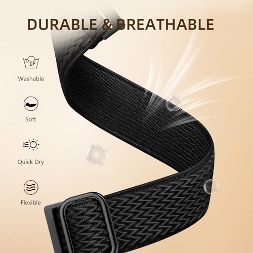 Stretchy Nylon Replacement Band for Fitbit Versa 4/3 & Sense 2 - Black (4.5"-9.5")