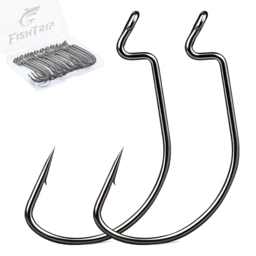 Offset Worm Hooks for Bass Fishing - 50pcs EWG Hooks