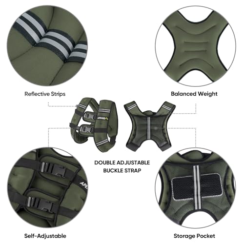 15lb Green Weighted Vest for Men and Women - Workout & Fitness Equipment