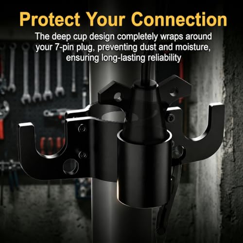 Aluminum Trailer Chain Holder with 7-Way Plug Organizer