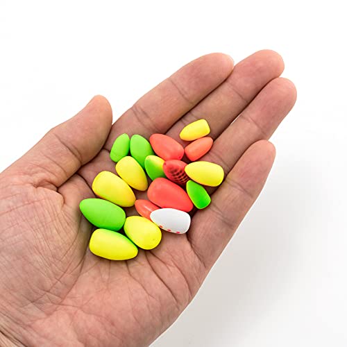 Fishing Floats 30 Pack - Oval Foam Strike Indicators - White with Dots, Medium (1/3" x 2/3")