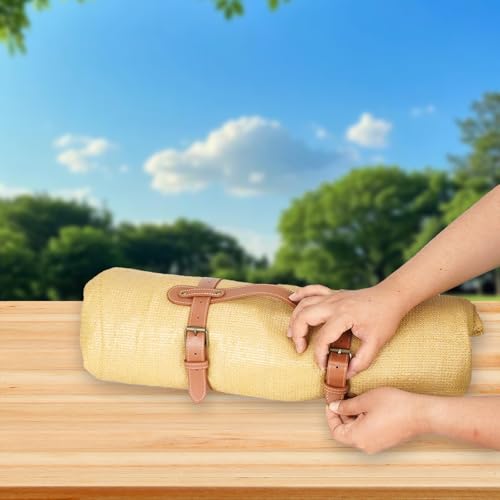 3-Pack Leather Picnic Blanket Carry Straps - 24.4 Inch Adjustable