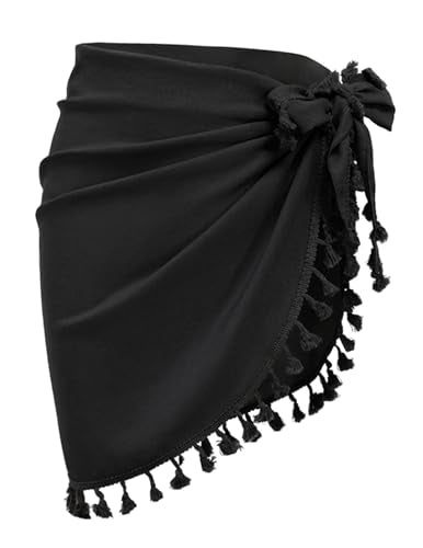 Swimsuit Cover Up Sarong Wrap for Women - Black, Medium