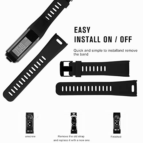 Garmin Vivosmart HR Replacement Strap - Black Silicone with Metal Buckle