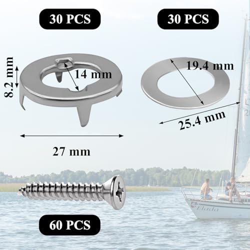 30 Sets Twist Lock Fasteners 304 Stainless Steel Rotating Button Fasteners for Boats RVs Caravans (One Size / 30.0)