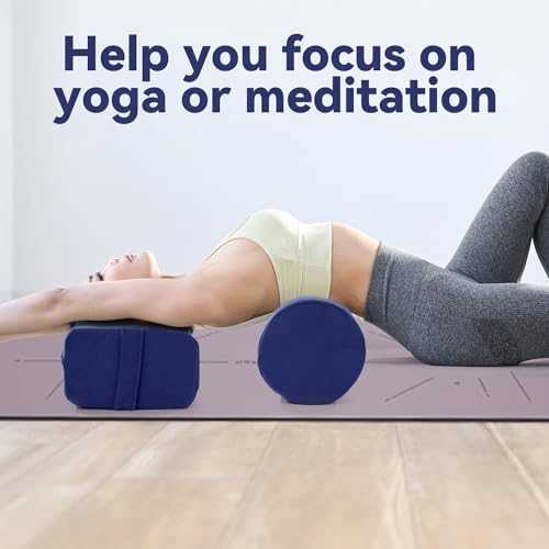MABOZOO Blue Velvet Yoga Bolster Set with High-Density Foam for Restorative Yoga & Meditation