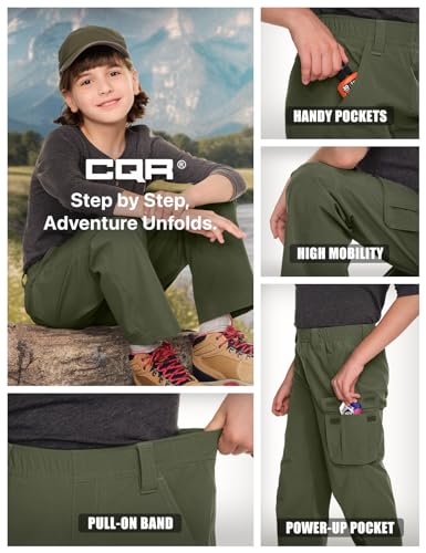 Kids Boys Hiking Cargo Pants Water-Resistant UPF 50+ Quick Dry Outdoor Trousers