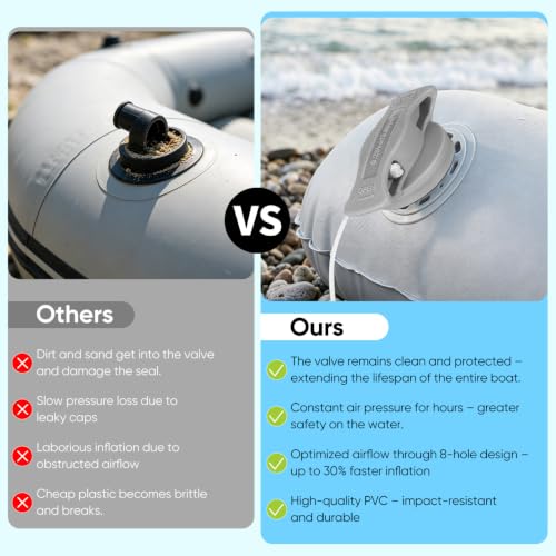 2PCS Inflatable Boat Valve Covers - Leak-Proof Spiral Air Plugs