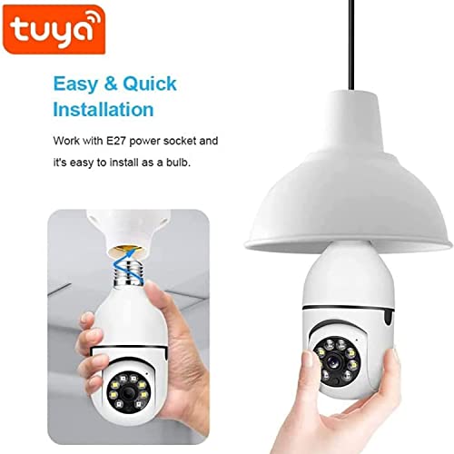 Light Bulb Security Camera, 5GHz 2.4GHz ,Degree Pan/Tilt Panoramic IP Security Camera, TUYA WiFi 1080P Smart Home Surveillance Cam with Motion Detection Alarm Night Vision Two Way Talk Indoor E27