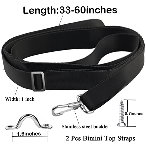 RUSON 2 Pack Bimini Boat Top Straps with Single Snap Hook, Heavy Duty