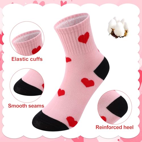 Girls' Athletic Crew Socks - 3-6 Years, Pink Beige Black Red, 8-Pack