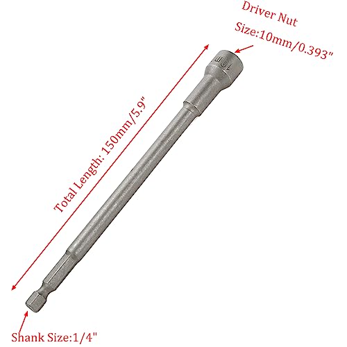 Hex Shank Magnetic Power Nut Driver Bit Set 10mm Hex Socket Extension Long Metric Hex Driver Bits -2pcs