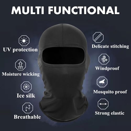 Balaclava Ski Mask - Multi-Use Full Face Neck Cover - Black