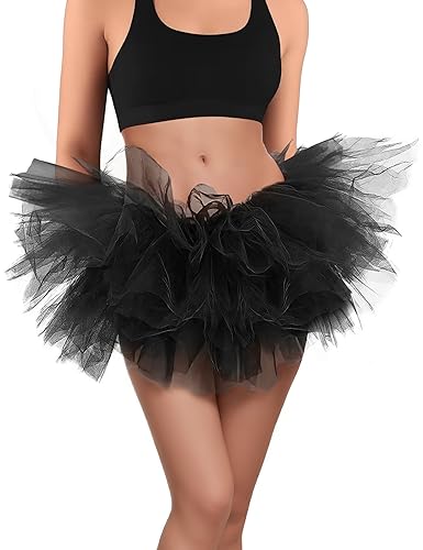 5-Layer Tulle Tutu Skirt for Women - One Size Black