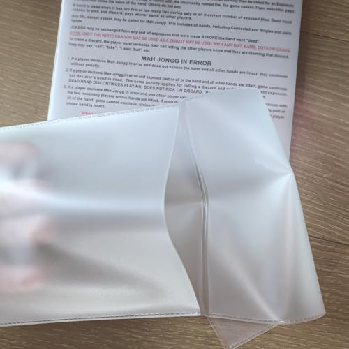 Large Mahjong Scorecard Sleeve - Durable Clear Plastic Protector - 1 Piece