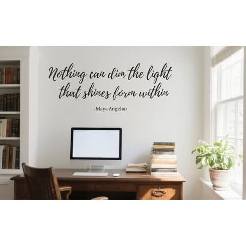 Inspirational Maya Quotes Wall Sticker,Nothing Can Dim The Light That Shines from Within¡¯ Motivation Words Vinyl DIY Removable Wall Decals for Classroom College Home