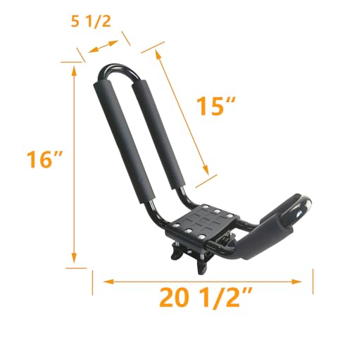 Heavy Duty Kayak Rack - 2 Pairs J-Bar Carrier with Tie-Down Straps