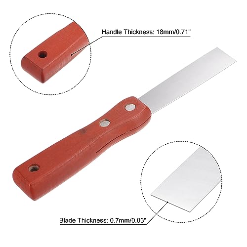 uxcell Putty Scraper 1" Stainless Steel Putty Knife Wooden Handle for Drywall Puttying 3Pcs