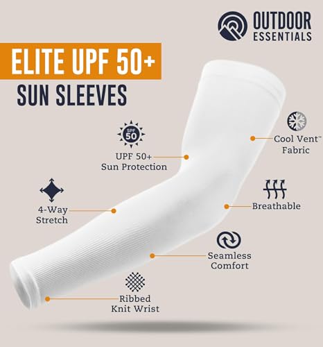 Cooling Arm Sleeves for Sun Protection - 3 Pairs White - UPF 50+